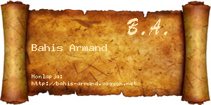 Bahis Armand névjegykártya